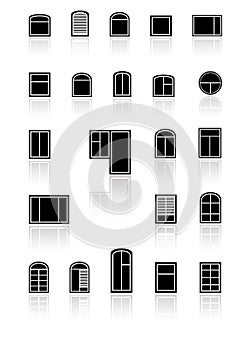 Set black windows with reflection