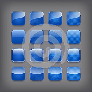 Set of blank blue buttons