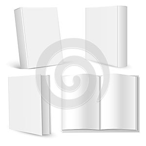 Set of blank book cover, booklet, brochure template isolated on white background. Vector illustration