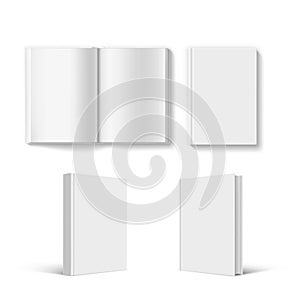 Set of blank book cover template. Isolated on white background.