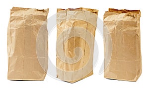 Set of blank brown paper bag