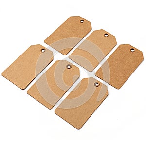 Blank brown tags isolated on white background