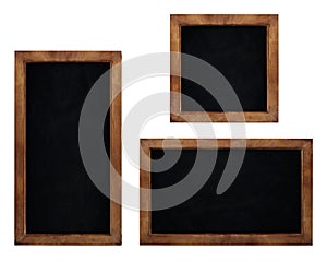Set of blank chalkboards isolated on white background