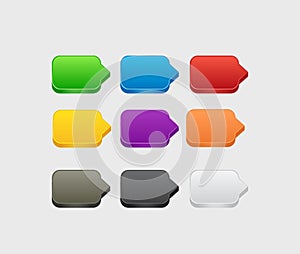Set of blank colorful 3d square buttons for website or app