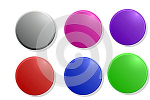 Set of blank colorful round buttons for website or app. Illustration design