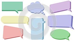 set of blank colorful speech bubble, conversation box, chat box, message balloon, speaking box