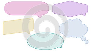 set of blank colorful speech bubble, conversation box, chatbox, speaking box, message box, cloud bubble