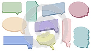 set of blank colorful speech bubble, conversation box, chatbox, speaking box, thinking balloon, message box, cloud bubble