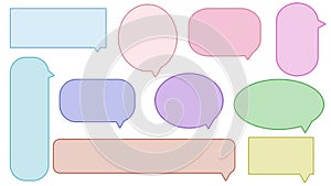 set of blank colorful speech bubble, conversation box, chatbox, speaking bubble, thinking balloon on white background