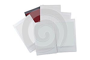 Set of blank empty photo frame cards with copyspace isolated on