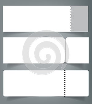 Set of Blank event concert ticket mockup template. Concert, party or festival ticket design template.
