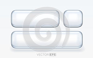 Set of blank glossy white web buttons. Modern user interface elements.