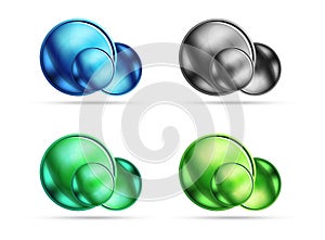 Set of blank matte glass glossy sphere circles