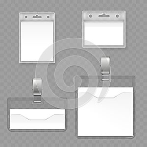 Set of Blank Plastic ID Card Holders. Vector