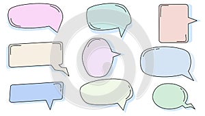set of the blank speech bubble, conversation box, message box, frame talk, chatbox, though bubble, and speaking balloon