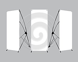 Set of blank X-stand banners display