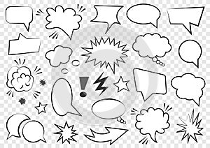 Set of blank template in Pop Art style. Vector Comic Text Speech Bubble Halftone Dot Background. Empty Cloud of Comics book dialog photo