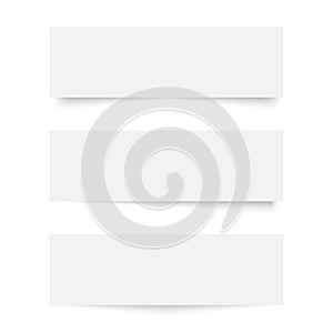 Set of blank white banners with different transparent shadow. Vector