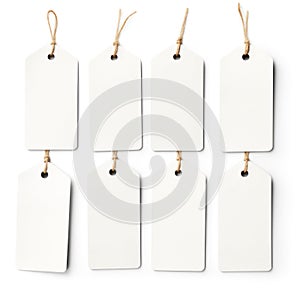 Set of blank white sale or price tags.