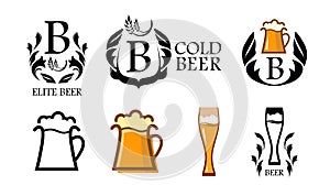 Set of Blazons with Beer for Bar or Pub