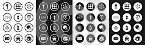 Set Blockchain technology Bitcoin, Cryptocurrency Ethereum ETH, bitcoin circle with microchip circuit, key, Shield