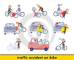 A set of blond hair business women in a bicycle accident