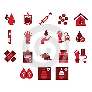 set of blood donation icons. Vector illustration decorative background design