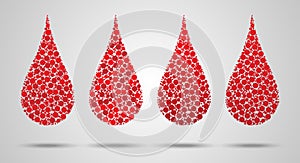 Set of blood Drops made of circles. Hemophilia day concept. Vector illustration EPS 10.