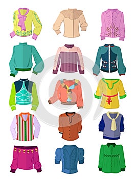 Set of blouses in flat design photo