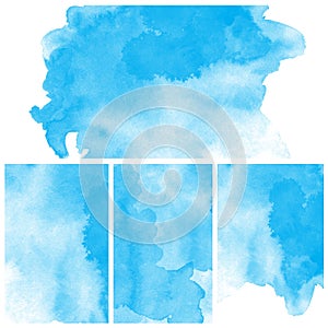 Set of blue Abstract water color art paint