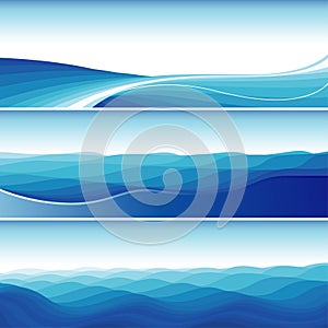 Set Of Blue Abstract Wave Backgrounds