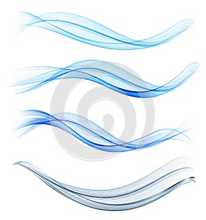 Set of blue abstract wave design element