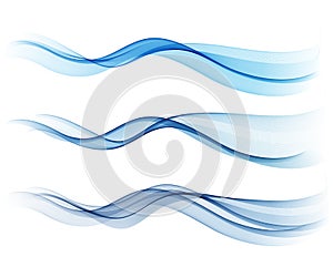 Set of blue abstract wave design element