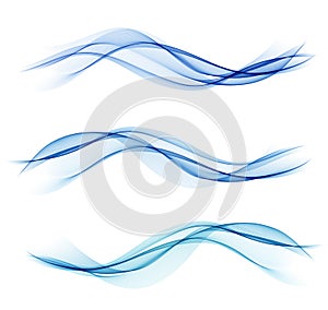 Set of blue abstract wave design element