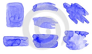 Set of blue brush strokes. Vector brushes for painting