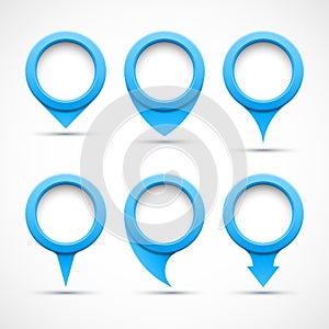 Set of blue circle pointers 3D