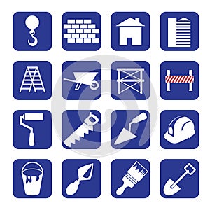 Set of blue construction set