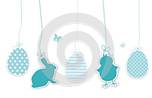 Set of blue easter hangtags