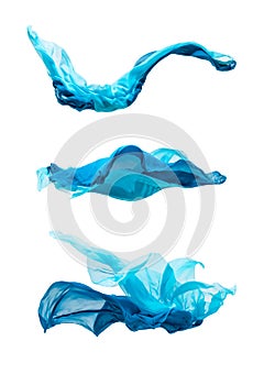 Set of blue fabric in motion