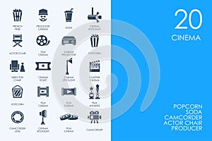 Set of BLUE HAMSTER Library cinema icons