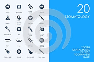 Set of BLUE HAMSTER Library stomatology icons