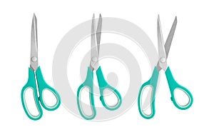 Set of Blue Handled Scissors in Various Positions