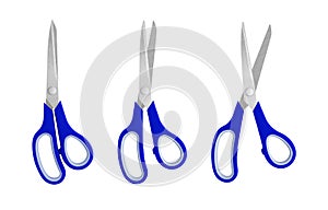Set of Blue Handled Scissors in Various Positions