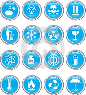 Set of blue icons