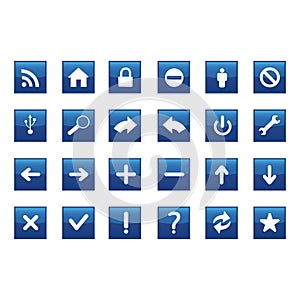 Set of blue icons for web and mobile applications. Vector illustration.