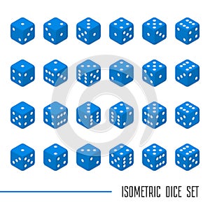 Set of blue isometric dice.