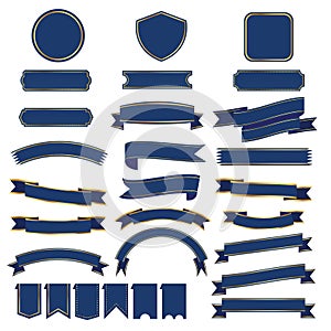 Set of blue ribbon baner