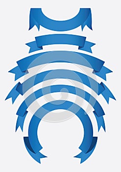 Set of blue ribbon baner icon