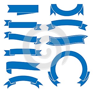 Set of blue ribbon baner icon