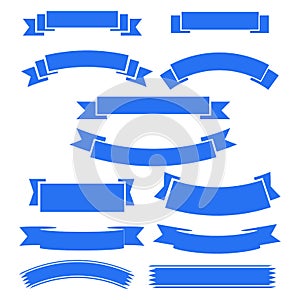 Set of blue ribbon baner icon